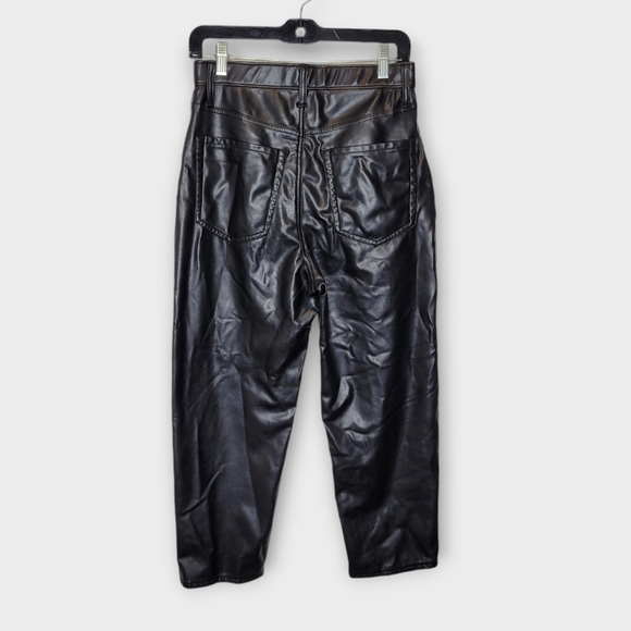 Abercrombie Fitch Vegan Leather Ankle Straight Ultra High Rise Pants 10S Black - Picture 3 of 5